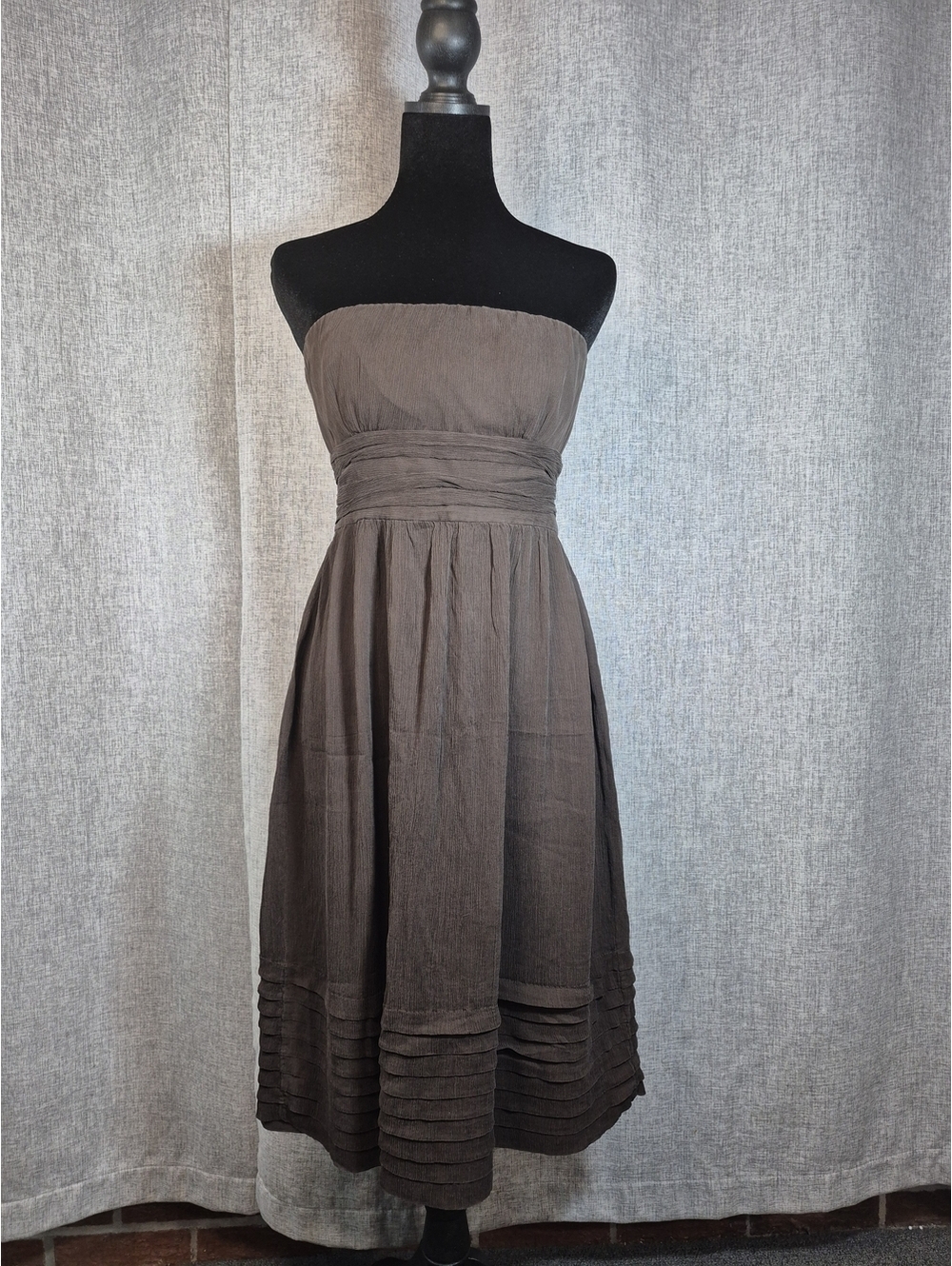 J.Crew Juliet Dress 8P Brown 100% Silk Strapless Cocktail Party Dress NWT